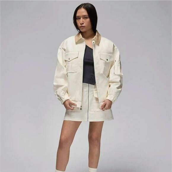 Air Jordan Jackets & Blazers - Air Jordan NWT Women's Creme Ivory Utility Bomber Jacket Size Medium Fits S, L